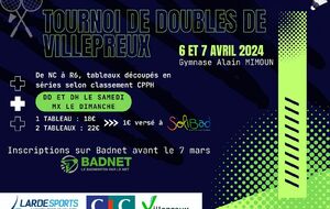 Tournoi de doubles de Villepreux 6 et 7 avril 2024